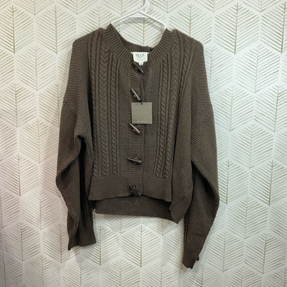 Le Lis Brown Cable Knit Cardigan
